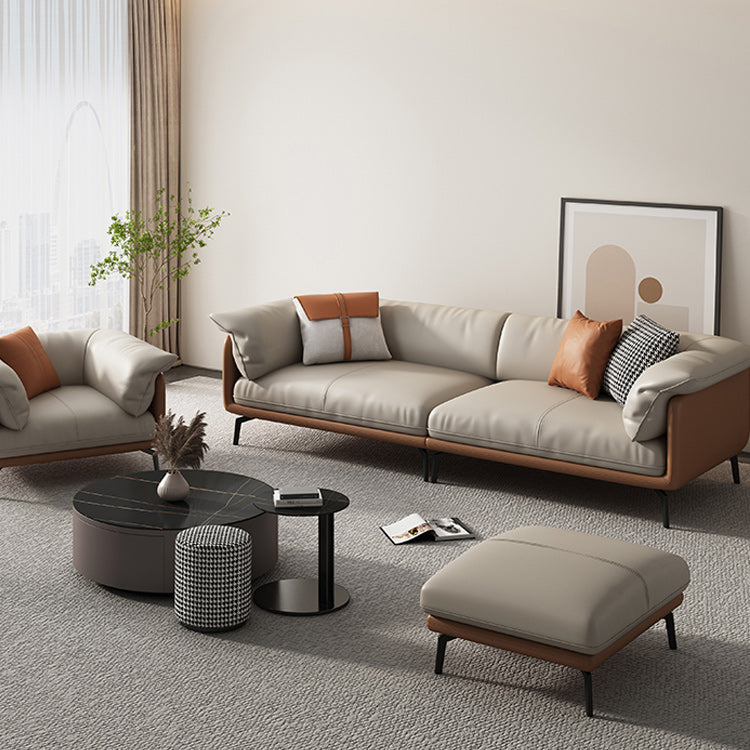 Zeitgenössischer 32,67 "hoher echter Lederkissen -Oberarmsofa