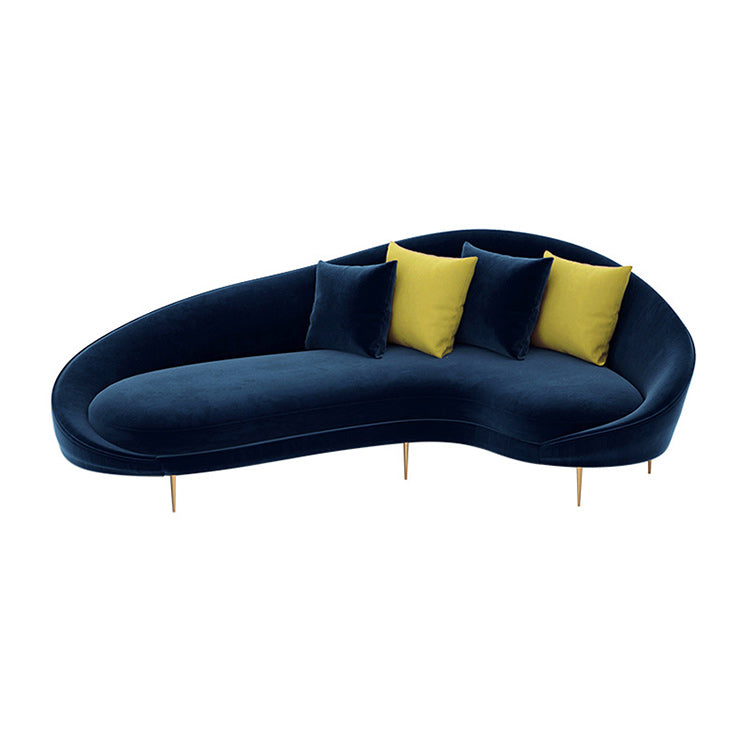 Zeitgenössischer 33,46 "H Velvet Vollfarben gebogene Hangarmsofa