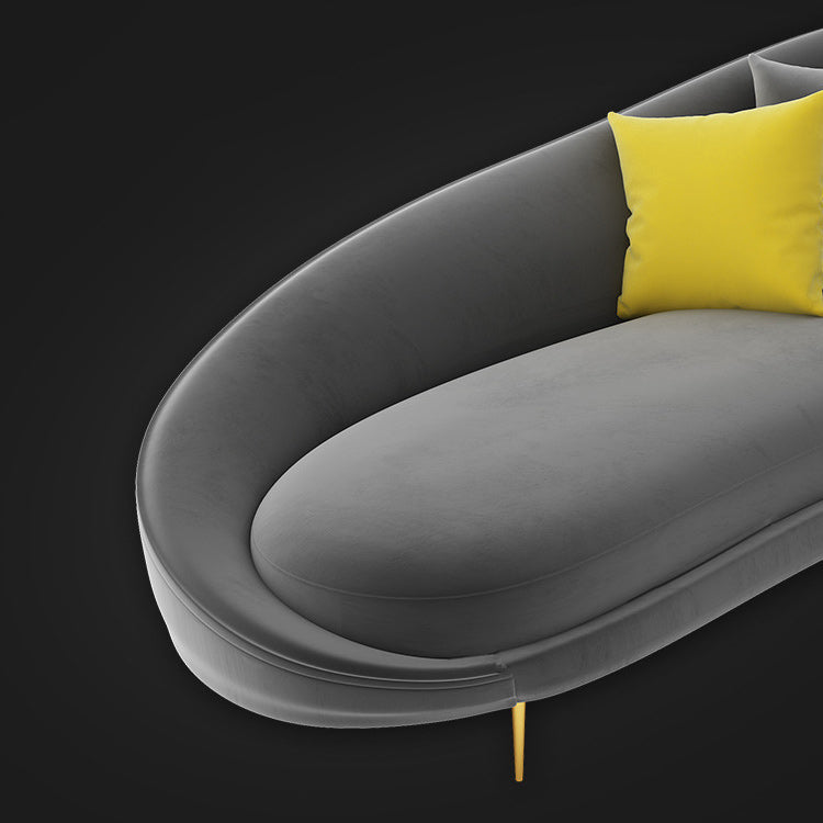 Zeitgenössischer 33,46 "H Velvet Vollfarben gebogene Hangarmsofa