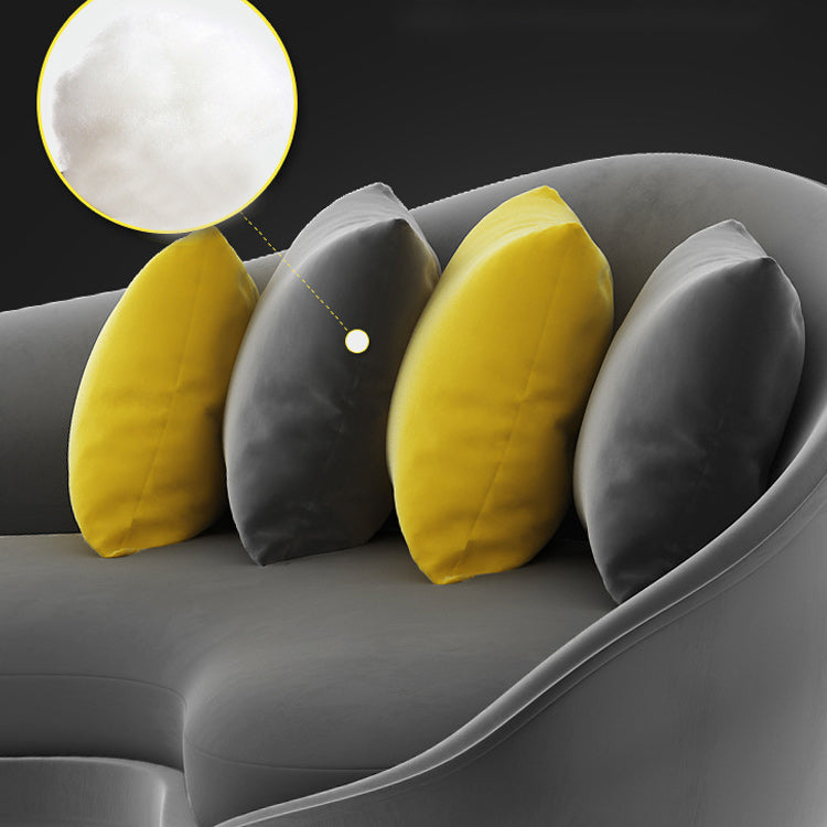 Zeitgenössischer 33,46 "H Velvet Vollfarben gebogene Hangarmsofa