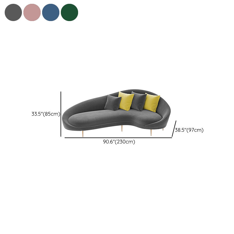 Zeitgenössischer 33,46 "H Velvet Vollfarben gebogene Hangarmsofa