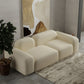 Wool Sofa in White Standard Settee Square Arm Sofa for Living Room