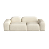 Wool Sofa in White Standard Settee Square Arm Sofa for Living Room