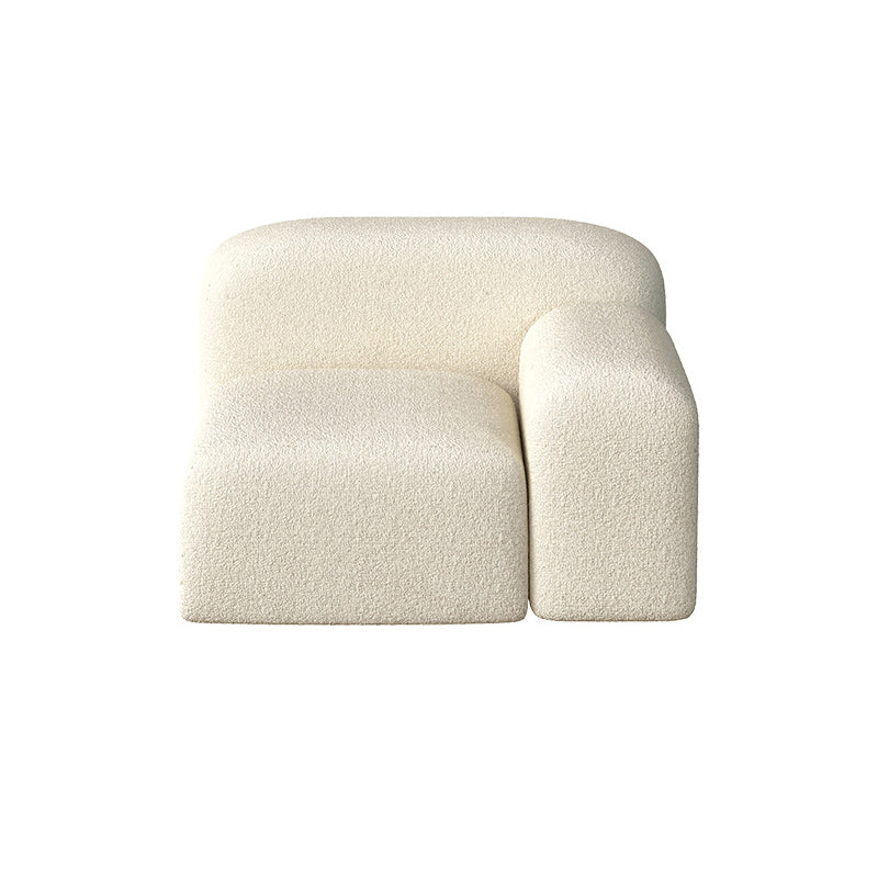 Wool Sofa in White Standard Settee Square Arm Sofa for Living Room