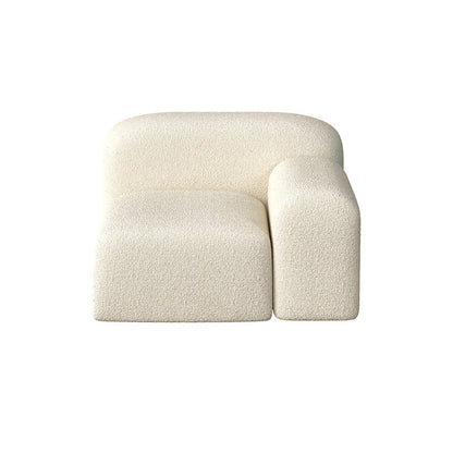 Wool Sofa in White Standard Settee Square Arm Sofa for Living Room