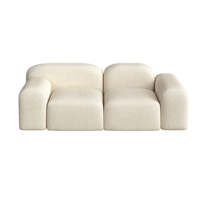 Wool Sofa in White Standard Settee Square Arm Sofa for Living Room