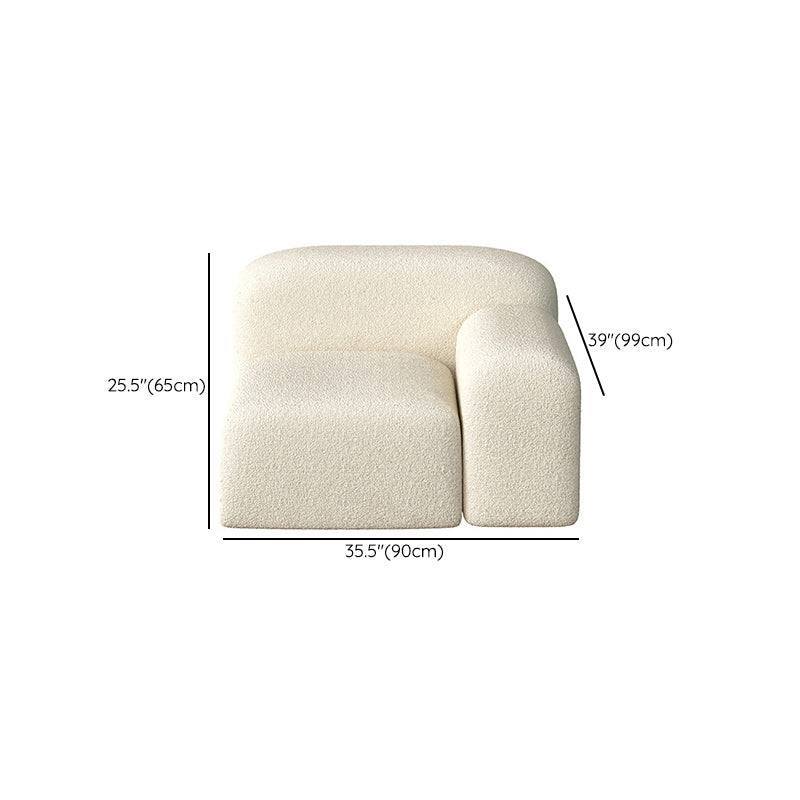 Wool Sofa in White Standard Settee Square Arm Sofa for Living Room