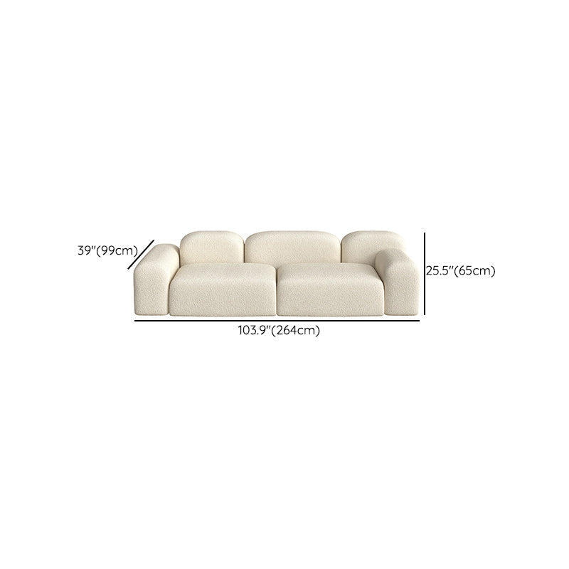 Wool Sofa in White Standard Settee Square Arm Sofa for Living Room