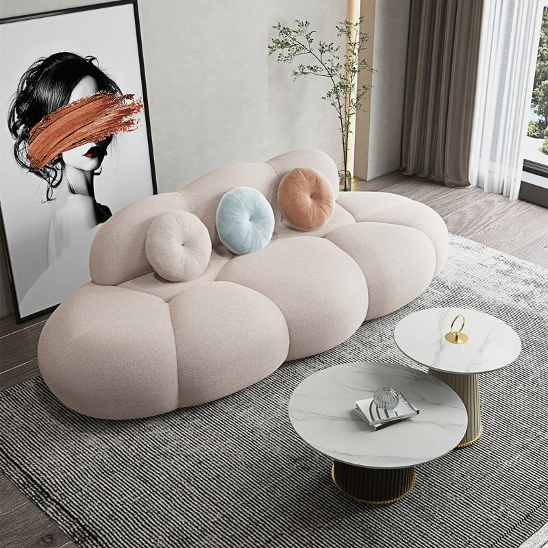 Contemporary Armless Wool Sofa with Tight Back and 3 Pillows
