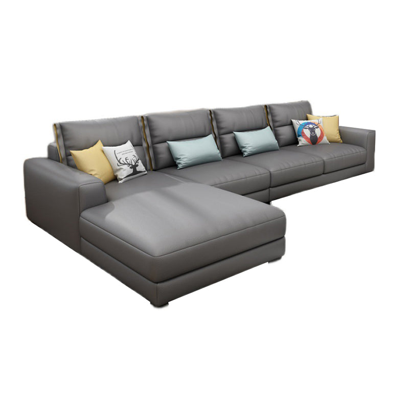 Sofa sectionnel du bras carré 125.98 "W Faux Leather 4 sièges Sectional