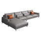 Gray 4-seat Faux Leather Sectional L-shape Sqaure Arm Sectional