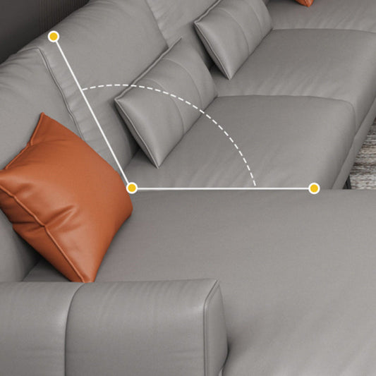 Cucciola in finta pelle grigia a 4 posti sezionale a forma di sqaure sezionale