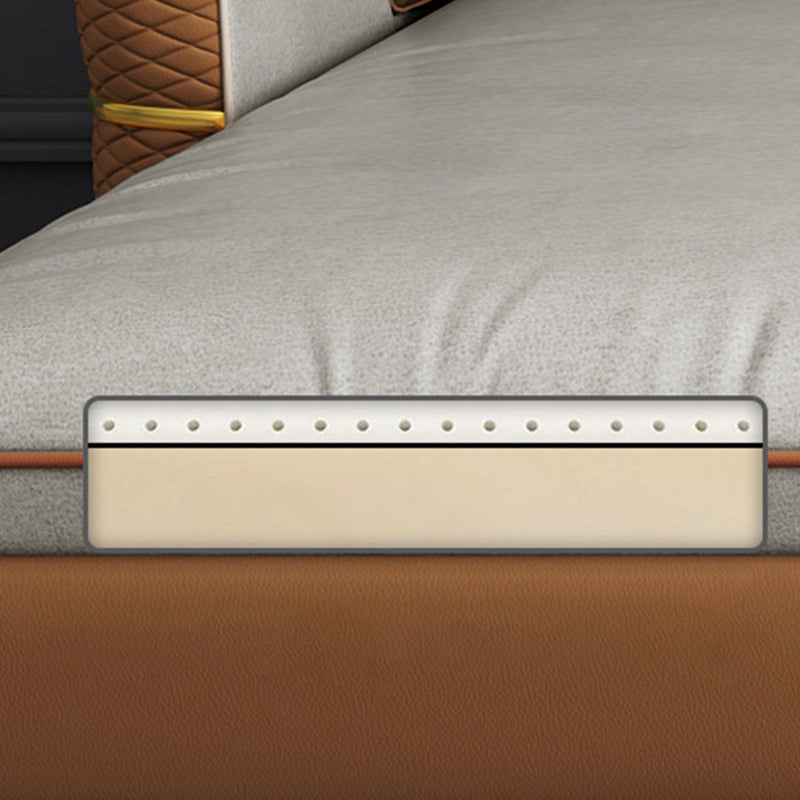 Brazo beige de 5 plazas seccional seccional de cuero falso de lujo seccional