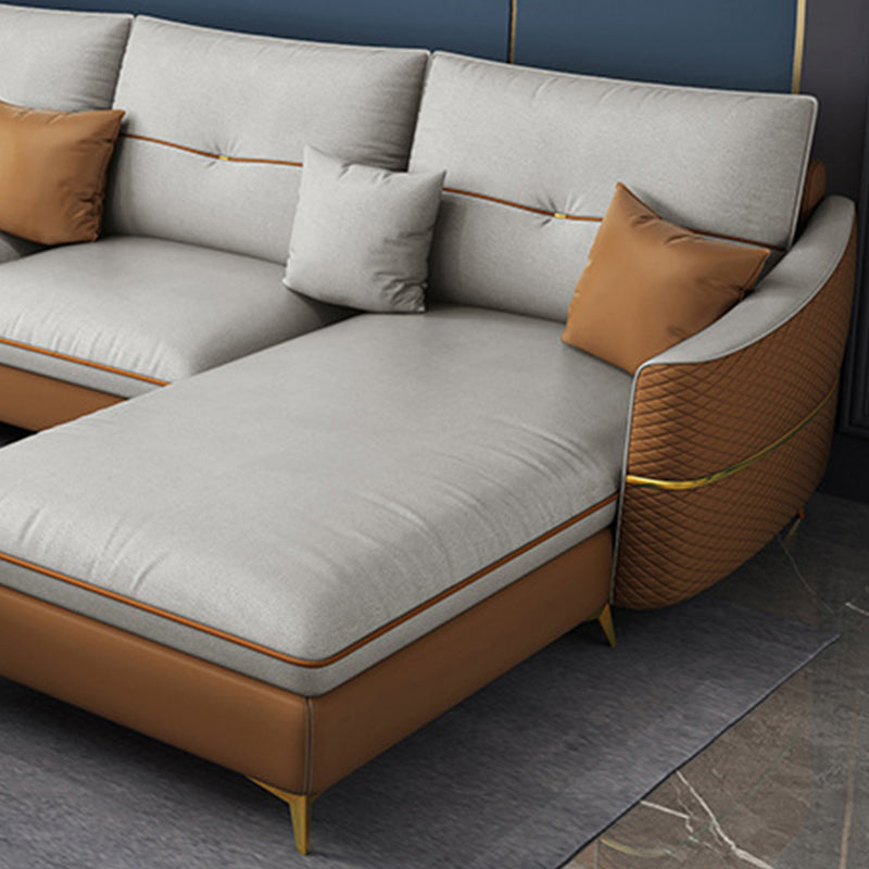 Brazo beige de 5 plazas seccional seccional de cuero falso de lujo seccional