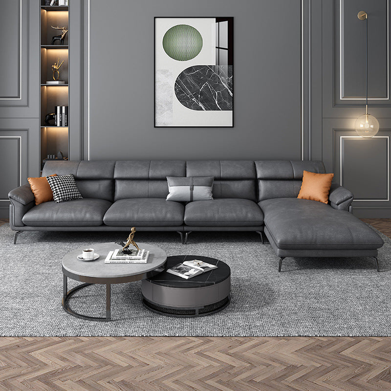 Modernismus Flared Arm Sectional 4-Sitzer Faux Lederabschnitt