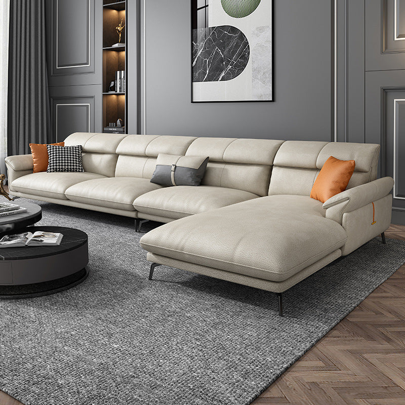 Modernismus Flared Arm Sectional 4-Sitzer Faux Lederabschnitt