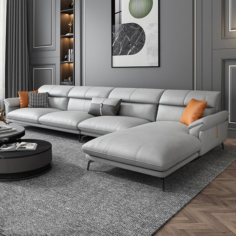 Modernismus Flared Arm Sectional 4-Sitzer Faux Lederabschnitt