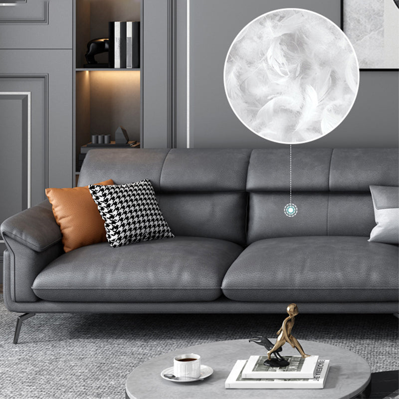 Modernismus Flared Arm Sectional 4-Sitzer Faux Lederabschnitt