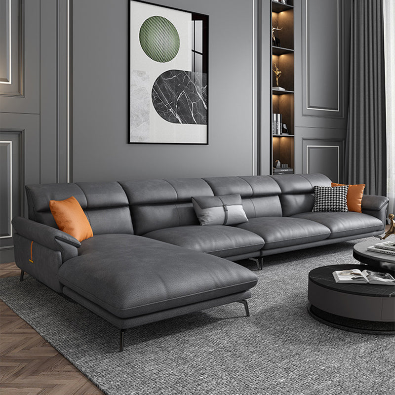 Modernismus Flared Arm Sectional 4-Sitzer Faux Lederabschnitt