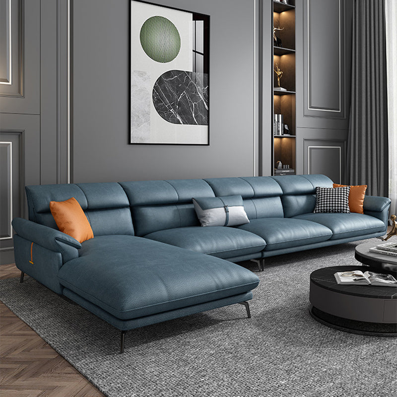 Modernismus Flared Arm Sectional 4-Sitzer Faux Lederabschnitt