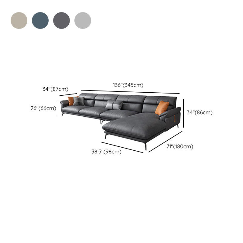 Modernismus Flared Arm Sectional 4-Sitzer Faux Lederabschnitt