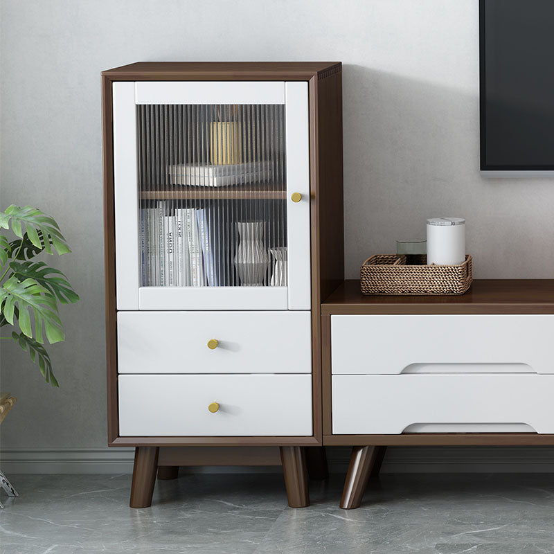 Rubberwood glazen deur accentkast 2 - lade 19,7 "W zijkast