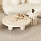 Mesa de centro individual redonda de madera maciza con pedestal contemporáneo/4 patas