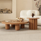 Mesa de centro individual redonda de madera maciza con pedestal contemporáneo/4 patas
