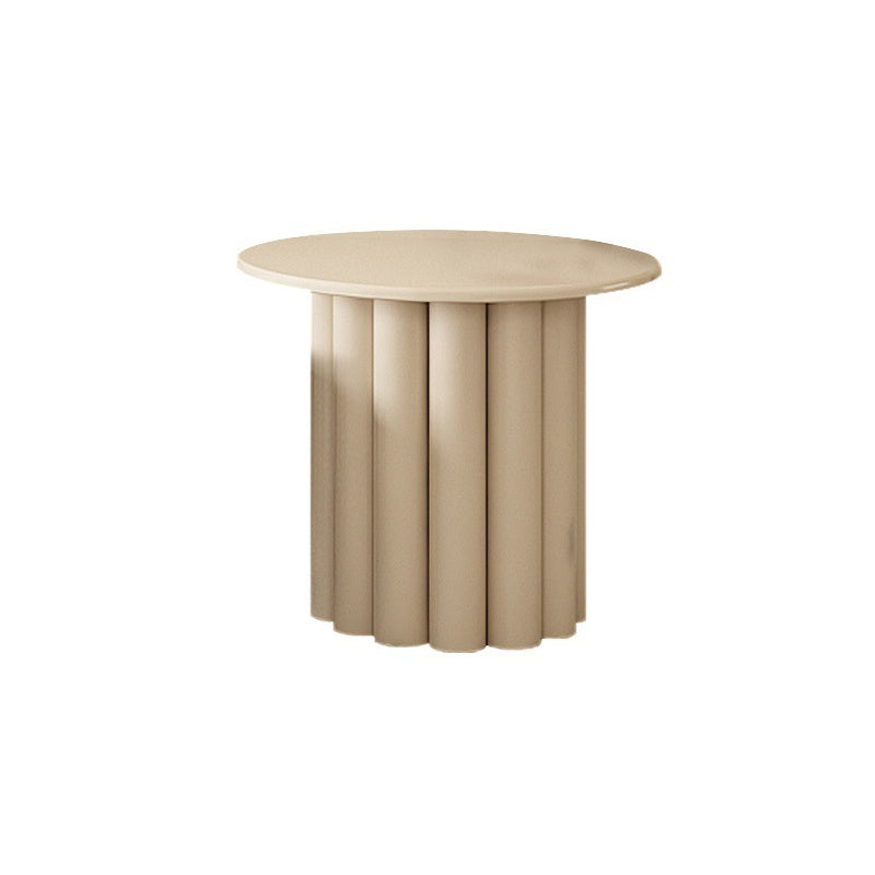 Mesa de centro individual redonda de madera maciza con pedestal contemporáneo/4 patas