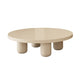 Mesa de centro individual redonda de madera maciza con pedestal contemporáneo/4 patas