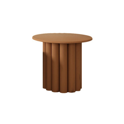 Mesa de centro individual redonda de madera maciza con pedestal contemporáneo/4 patas