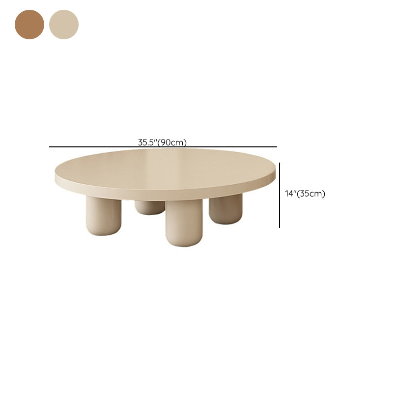 Mesa de centro individual redonda de madera maciza con pedestal contemporáneo/4 patas