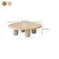 Mesa de centro individual redonda de madera maciza con pedestal contemporáneo/4 patas