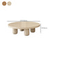 Mesa de centro individual redonda de madera maciza con pedestal contemporáneo/4 patas