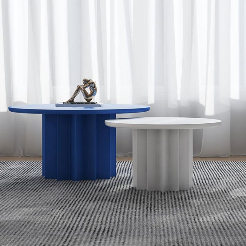 Contemporary Cocktail Table Pedestal Solid Wood Round Single Coffee Table