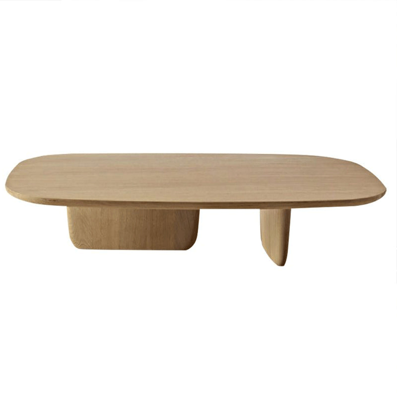 Scandinavian Solid Wood Coffee Cocktail Table with 2 Legs - 15" H