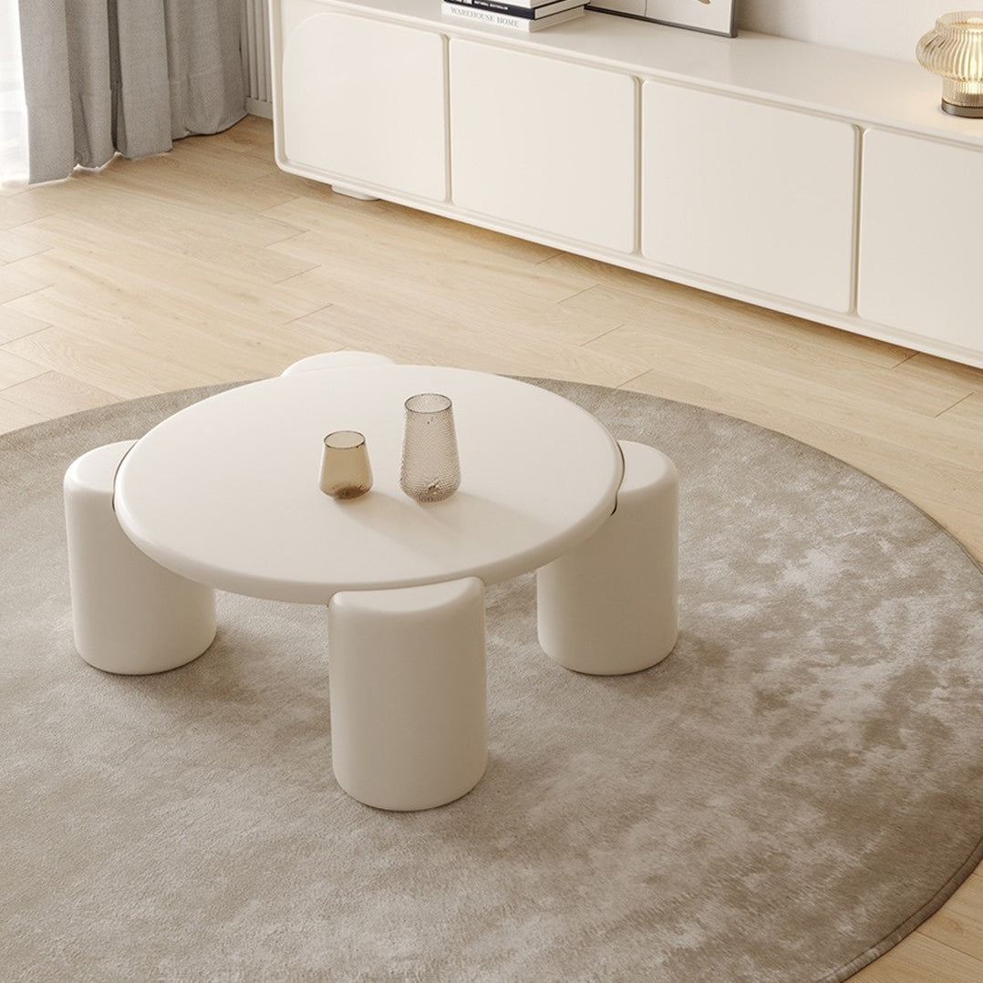 Round 4 Legs Cocktail Table Engineered Wood Coffee Table in White Clearhalo 'Coffee & Accent Tables' 'Coffee Tables' 'coffee_tables' 'furn' 'furn_coffee_tables' 'Furniture' 'Living Room Furniture' 6269345