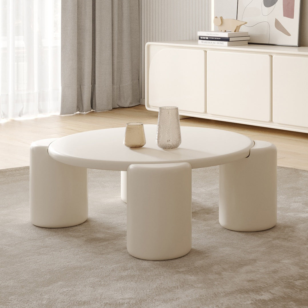 Round 4 Legs Cocktail Table Engineered Wood Coffee Table in White Clearhalo 'Coffee & Accent Tables' 'Coffee Tables' 'coffee_tables' 'furn' 'furn_coffee_tables' 'Furniture' 'Living Room Furniture' 6269346