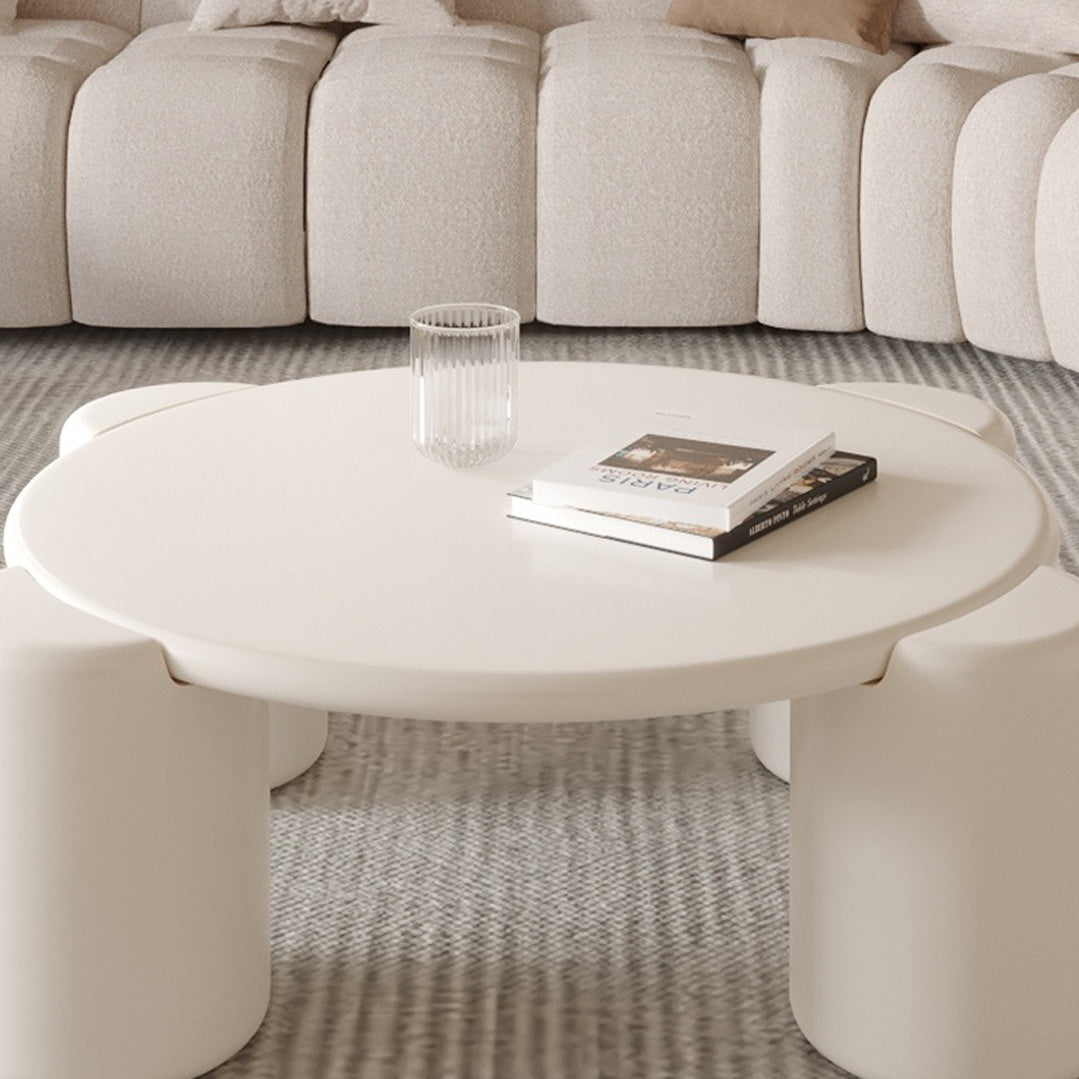 Round 4 Legs Cocktail Table Engineered Wood Coffee Table in White Clearhalo 'Coffee & Accent Tables' 'Coffee Tables' 'coffee_tables' 'furn' 'furn_coffee_tables' 'Furniture' 'Living Room Furniture' 6269350