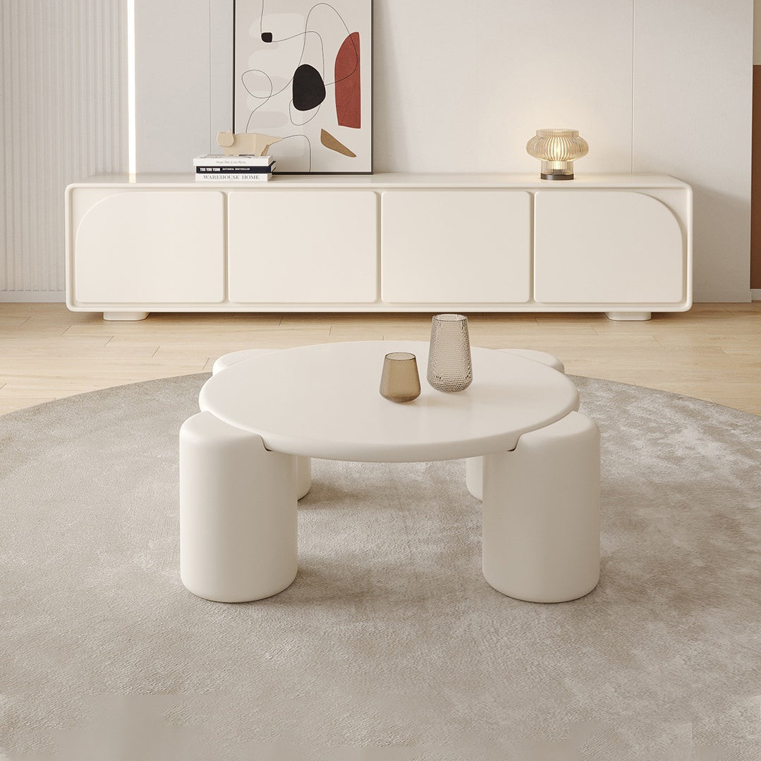 Round 4 Legs Cocktail Table Engineered Wood Coffee Table in White Clearhalo 'Coffee & Accent Tables' 'Coffee Tables' 'coffee_tables' 'furn' 'furn_coffee_tables' 'Furniture' 'Living Room Furniture' 6269352