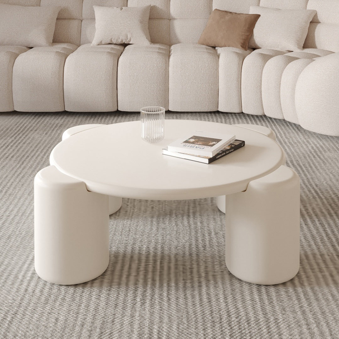 Round 4 Legs Cocktail Table Engineered Wood Coffee Table in White Clearhalo 'Coffee & Accent Tables' 'Coffee Tables' 'coffee_tables' 'furn' 'furn_coffee_tables' 'Furniture' 'Living Room Furniture' 6269353