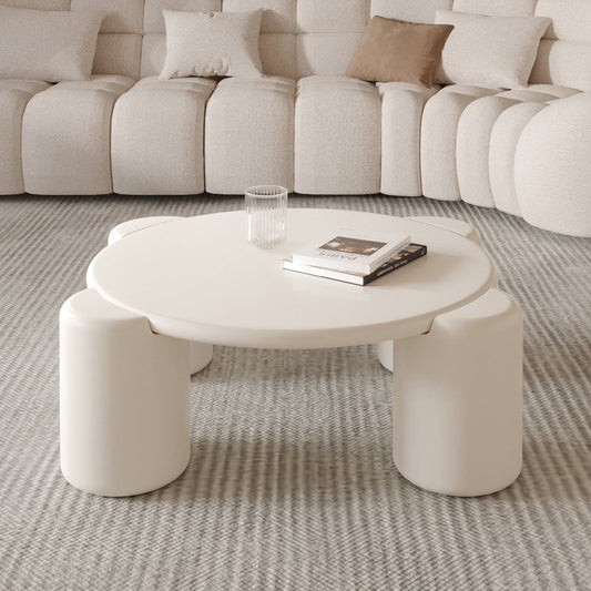 Tavolino in legno ingegnerizzato da cocktail round 4 gambe in bianco