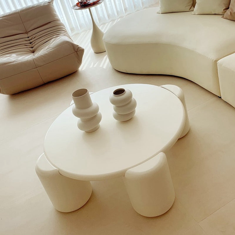 Round 4 Legs Cocktail Table Engineered Wood Coffee Table in White Clearhalo 'Coffee & Accent Tables' 'Coffee Tables' 'coffee_tables' 'furn' 'furn_coffee_tables' 'Furniture' 'Living Room Furniture' 6269354
