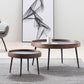 Round Black/Brown Metal Coffee Table Tray Top Cocktail Table