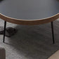 Round Black/Brown Metal Coffee Table Tray Top Cocktail Table