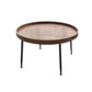 Round Black/Brown Metal Coffee Table Tray Top Cocktail Table
