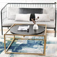 Metal Frame Base Coffee Table Round Wood Cocktail Table in Gold Clearhalo 'Coffee & Accent Tables' 'Coffee Tables' 'coffee_tables' 'furn' 'furn_coffee_tables' 'Furniture' 'Living Room Furniture' 6269379