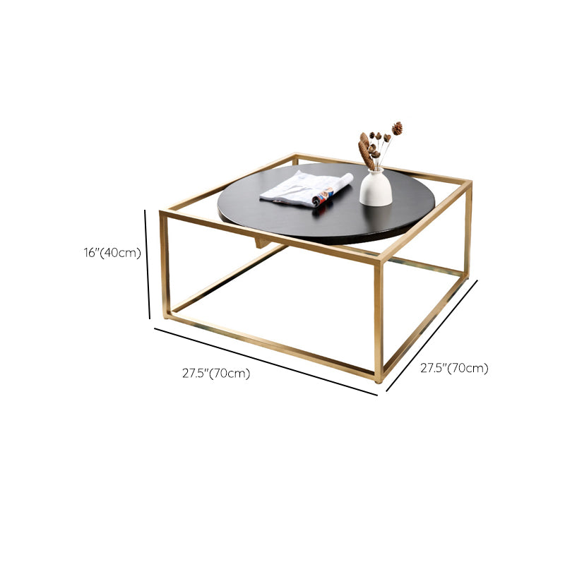 Metal Frame Base Coffee Table Round Wood Cocktail Table in Gold Clearhalo 'Coffee & Accent Tables' 'Coffee Tables' 'coffee_tables' 'furn' 'furn_coffee_tables' 'Furniture' 'Living Room Furniture' 6269387