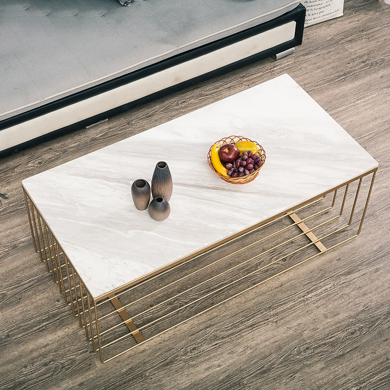 Frame Base Coffee Table Rectangular Gold Metal Cocktail Table Clearhalo 'Coffee & Accent Tables' 'Coffee Tables' 'coffee_tables' 'furn' 'furn_coffee_tables' 'Furniture' 'Living Room Furniture' 6269390