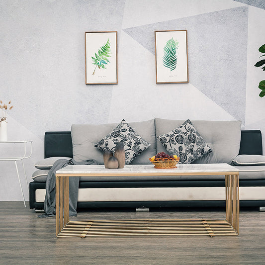 Tavolino da caffè in base a base tavolo da cocktail in metallo oro rettangolare